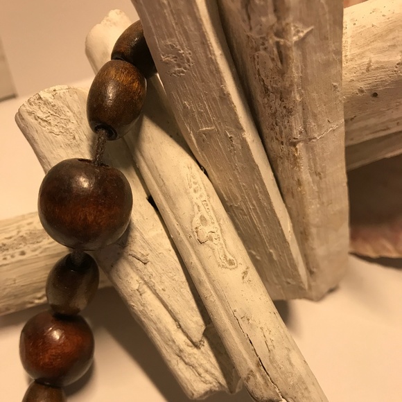 Brown Wooden Bead & Hoop Necklace - Picture 3 of 5